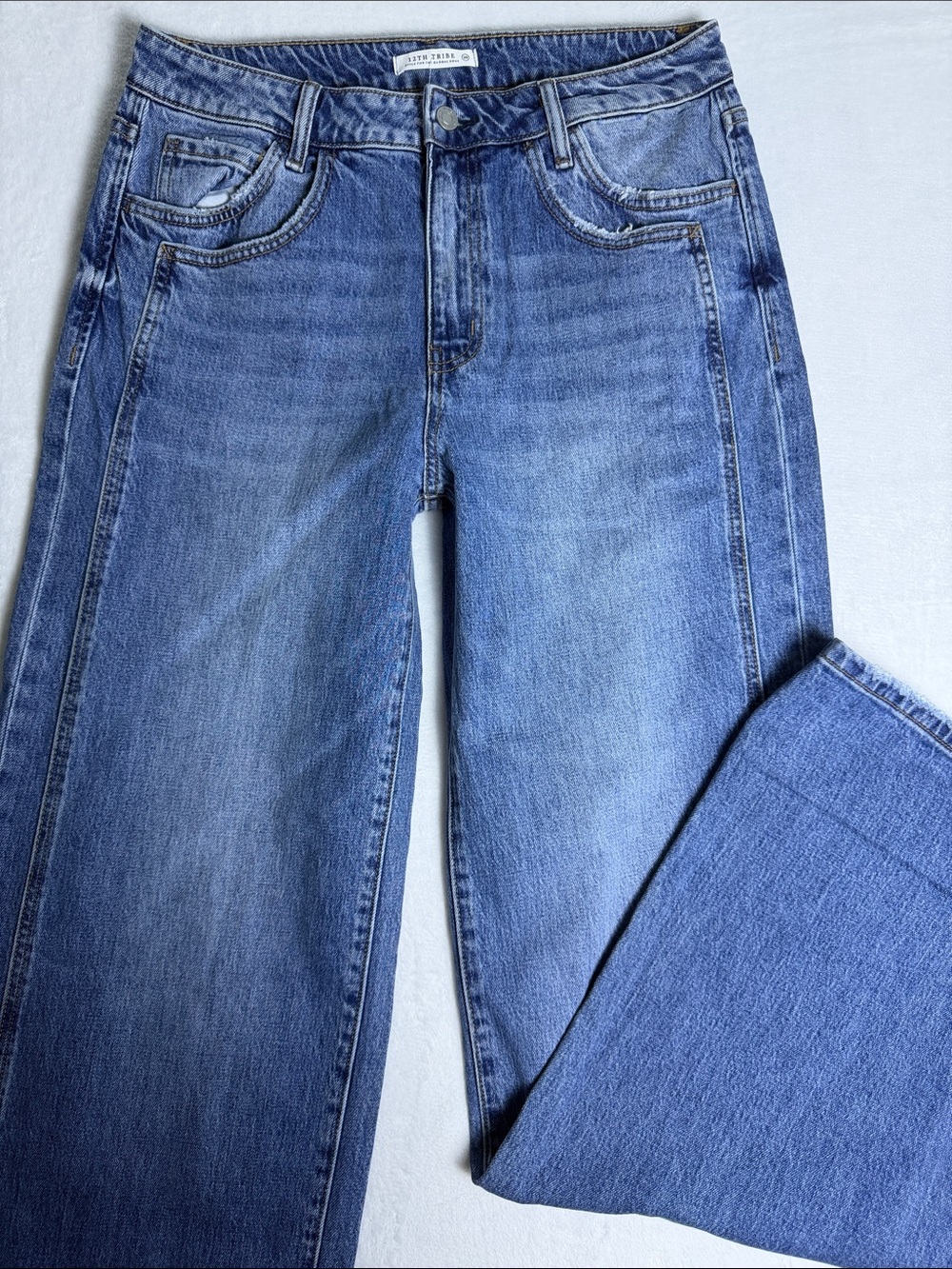12th Tribe Wide-Leg Jeans in Medium Blue